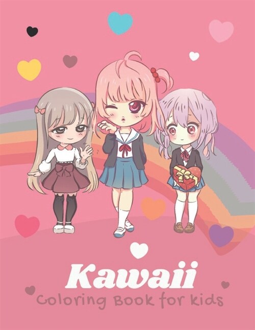 kawaii coloring book for kids: Kawaii Japanese Manga Drawings And Cute Anime Characters Coloring Page For Kids And Adults (Paperback)