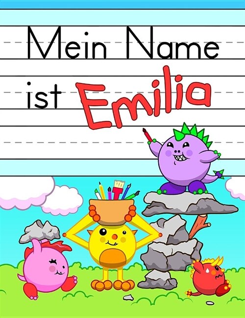 Mein Name ist Emilia: Spa?Dino Monster personalisierte prim?e Namensverfolgung Arbeitsbuch f? Kinder lernen, wie man ihren Vornamen ?ung (Paperback)