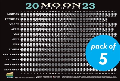 2023 Moon Calendar Card (5 Pack): Lunar Phases, Eclipses, and More! (Other)