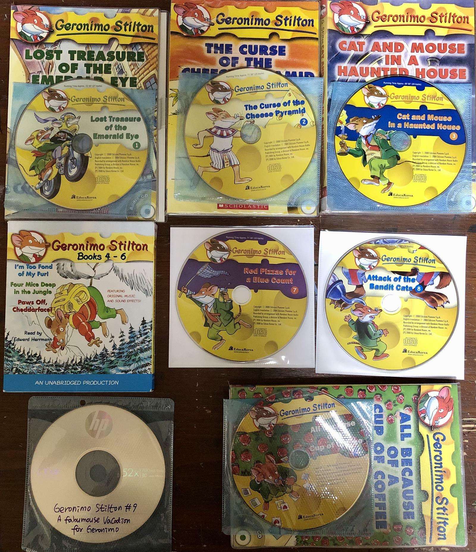 [중고] Geronimo Stilton Books 4-6: #4: I‘m Too Fond of My Fur; #5: Four Mice Deep in the Jungle; #6: Paws Off, Cheddarface!                              (Audio CD)