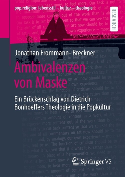 Ambivalenzen von Maske: Ein Br?kenschlag von Dietrich Bonhoeffers Theologie in die Popkultur (Paperback)