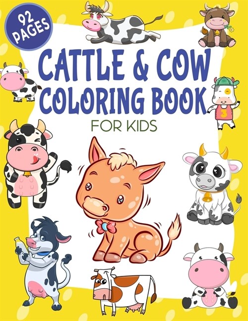 Cattle & Cow Coloring Book For Kids: Cattle Coloring Book For Kids (Paperback)