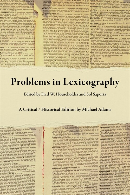 Problems in Lexicography: A Critical / Historical Edition (Hardcover)
