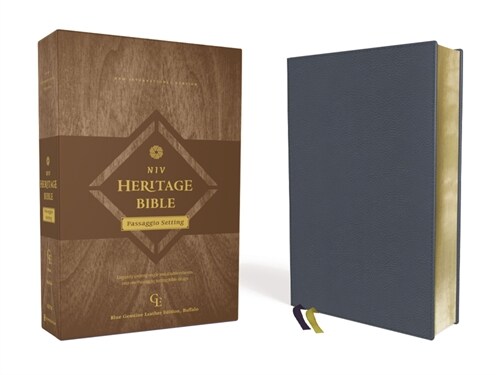 Niv, Heritage Bible, Passaggio Setting, Genuine Leather, Buffalo, Blue, Line Matched, Art Gilded Edges, Comfort Print: Elegantly Uniting Single and Do (Leather)