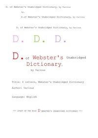 웹스터사전의 D 단어 (D. of Webster's Unabridged Dictionary, by Various) 커버
