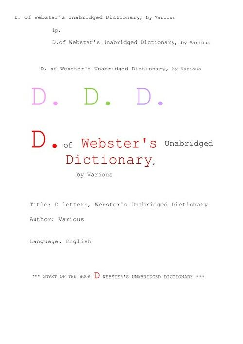 웹스터사전의 D 단어 (D. of Websters Unabridged Dictionary, by Various)