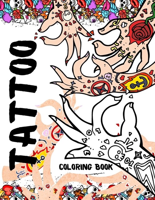 Tattoo Coloring Book: Fun Abstract Nature Tattoo Design Coloring Pages (Paperback)