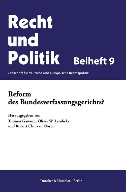 Reform Des Bundesverfassungsgerichts? (Paperback)