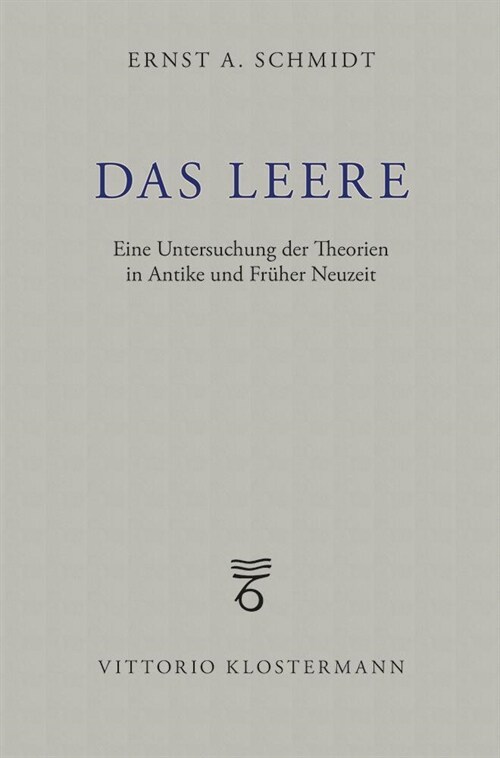 Das Leere: Eine Untersuchung Der Theorien in Antike Und Fruher Neuzeit (Paperback)