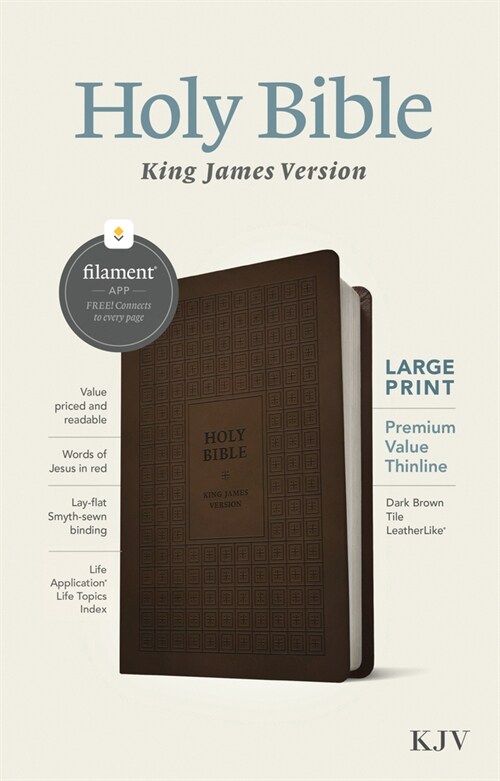 KJV Large Print Premium Value Thinline Bible, Filament-Enabled Edition (Leatherlike, Dark Brown Tile, Red Letter) (Imitation Leather)