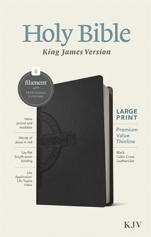 KJV Large Print Premium Value Thinline Bible, Filament-Enabled Edition (Leatherlike, Black Celtic Cross, Red Letter) (Imitation Leather)