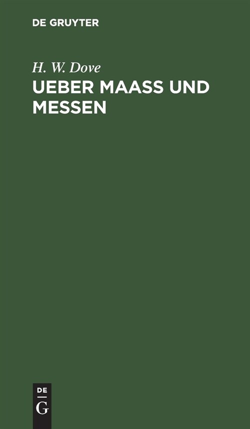 Ueber Maass Und Messen (Hardcover, 2, 2., Sehr Verm.)