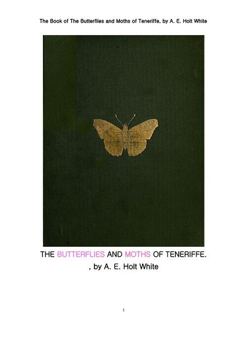 테너리프의 나비와 나방 (The Book of The Butterflies and Moths of Teneriffe, by A. E. Holt White)