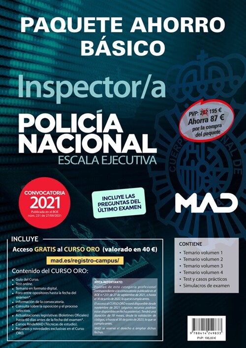 PAQUETE AHORRO BASICO INSPECTOR/A POLICIA NACIONAL. AHORR (Paperback)