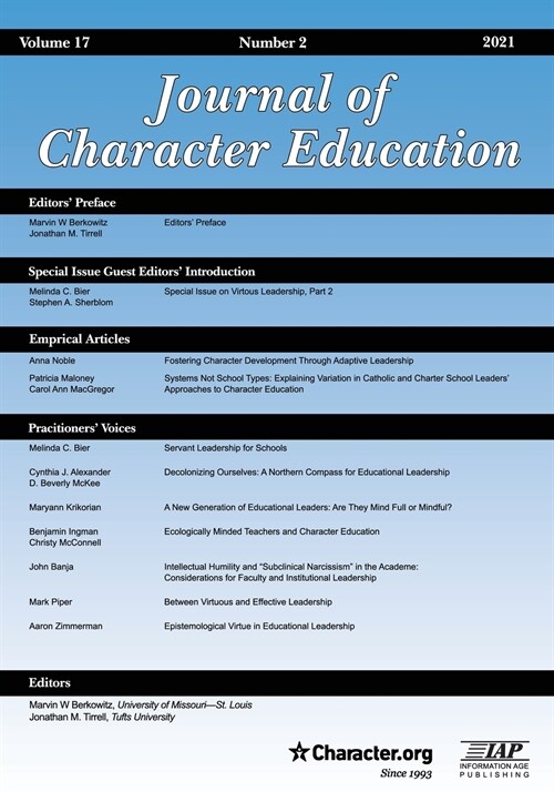 Journal of Character Education Volume 1 Number 2 2021 (Paperback)