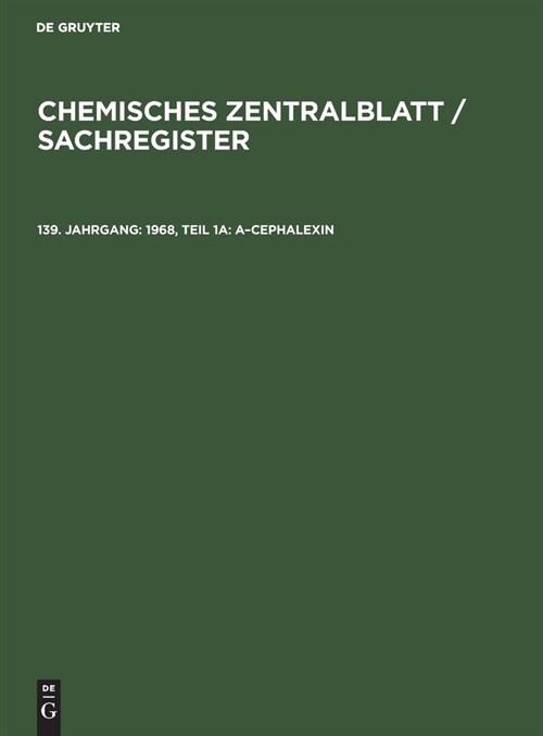 1968, Teil 1a: A-Cephalexin (Hardcover, Reprint 2021)