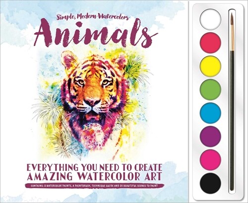 Animals: Watercolor Paint Set: Set Includes 8 Watercolor Paints and Paintbrush Plus 25 Beautiful Scenes to Paint (Hardcover)