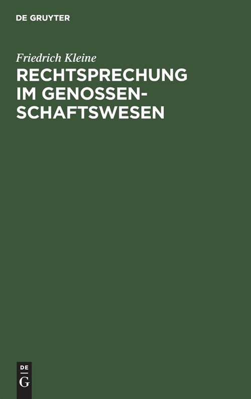 Rechtsprechung im Genossenschaftswesen (Hardcover, Reprint 2021)
