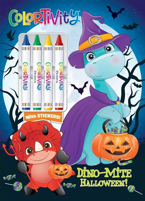 Dino-Mite Halloween: Colortivity with Big Crayons and Stickers (Paperback)