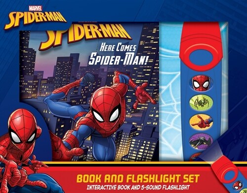Marvel Spider-Man: Here Comes Spider-Man! Book and 5-Sound Flashlight Set [With Flashlight] (Hardcover)