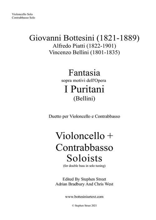 Fantasia I Puritani Duetto For Double Bass and Cello - Soloists Part (Cello and Bass soloists) (Paperback)