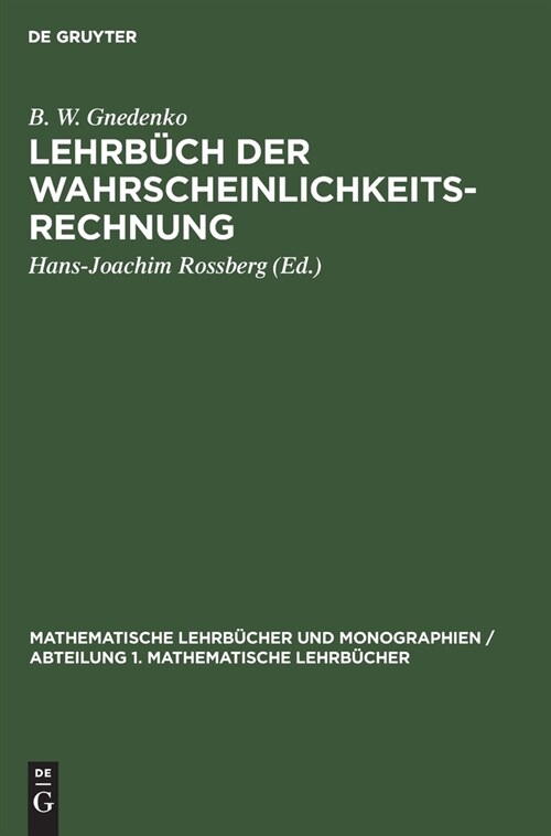 Lehrb?h Der Wahrscheinlichkeitsrechnung (Hardcover, 7, 7. Auflage, Rep)