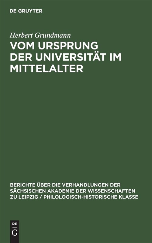 Vom Ursprung der Universit? im Mittelalter (Hardcover, Reprint 2021)
