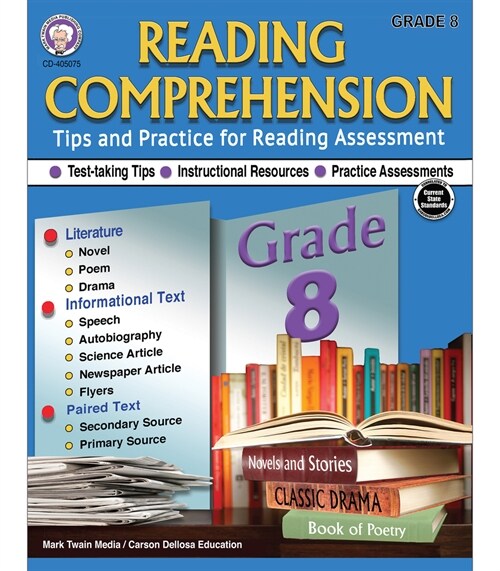 Reading Comprehension, Grade 8 (Paperback)