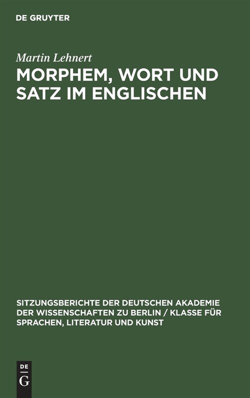 Morphem, Wort und Satz im Englischen (Hardcover, Reprint 2021)