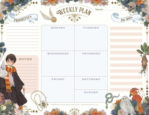 Harry Potter: Floral Fantasy Weekly Planner Notepad (Paperback)