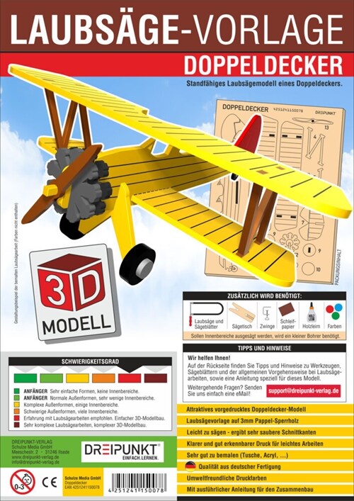 3D Laubsage-Vorlage Doppeldecker (General Merchandise)