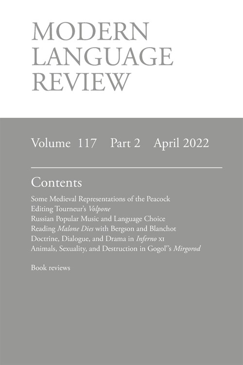 Modern Language Review (117: 2) April 2022 (Paperback)