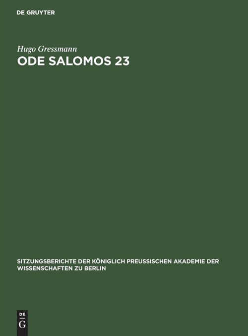Ode Salomos 23 (Hardcover, Sonderabdruck.)