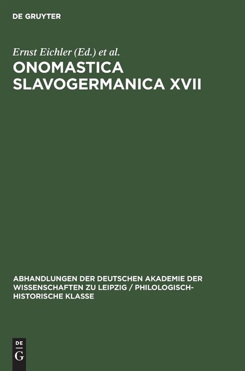 Onomastica Slavogermanica XVII (Hardcover, Reprint 2021)