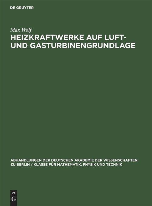 Heizkraftwerke auf Luft- und Gasturbinengrundlage (Hardcover, Reprint 2021)