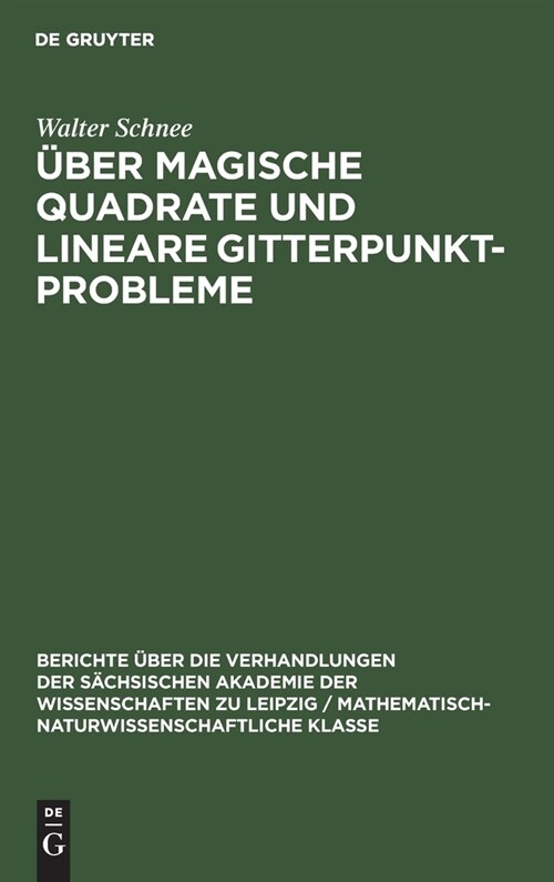 ?er magische Quadrate und lineare Gitterpunktprobleme (Hardcover, Reprint 2021)