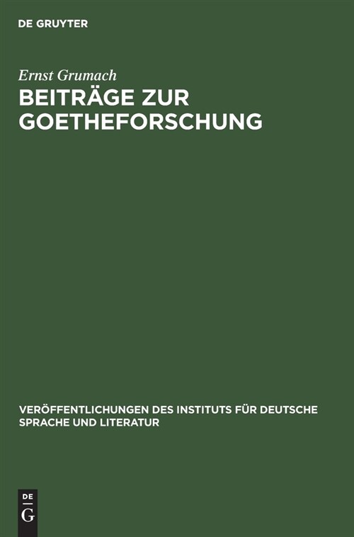 Beitr?e zur Goetheforschung (Hardcover, Reprint 2021)