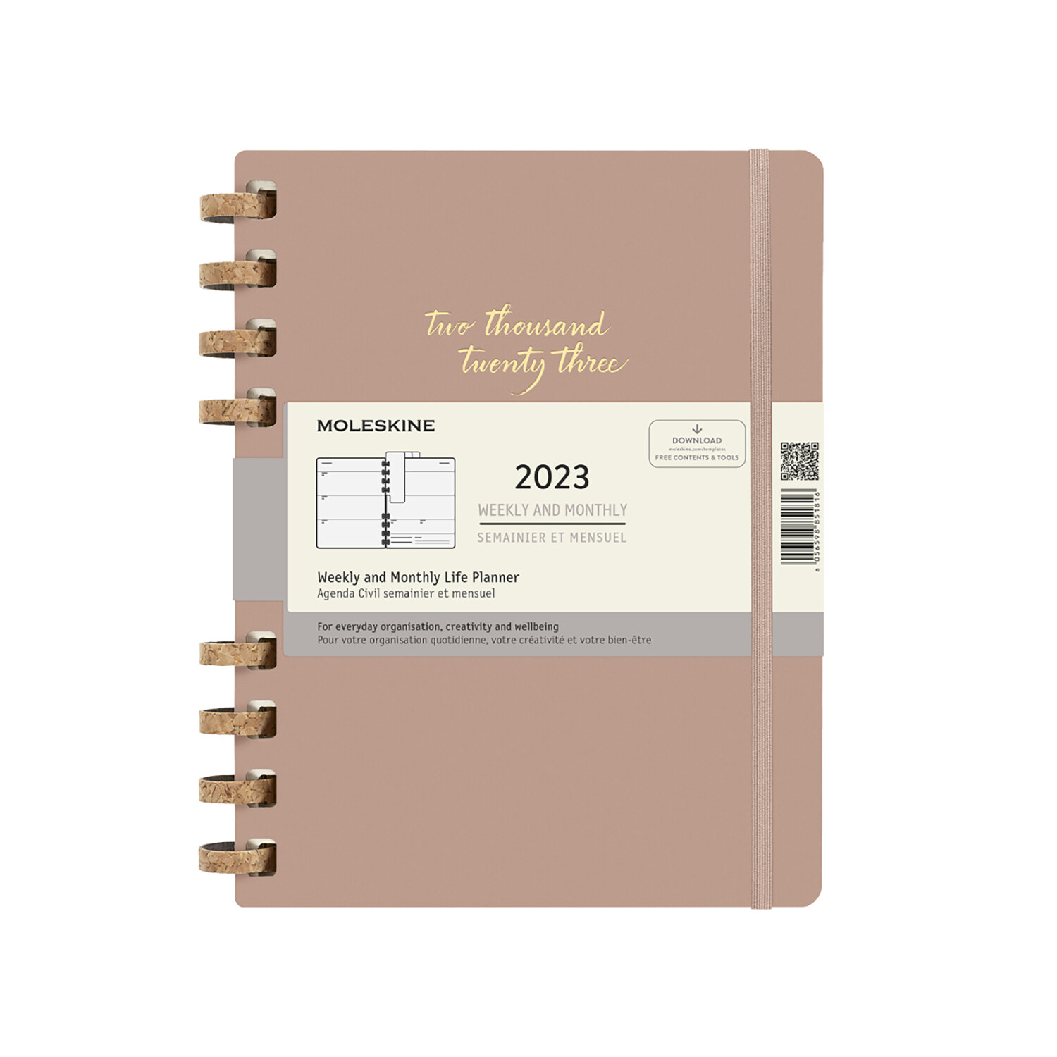 Moleskine 2023 Spiral Planner, 12m, Extra Extra Large, Crush Almond, Hard Cover (8.5 X 11)
