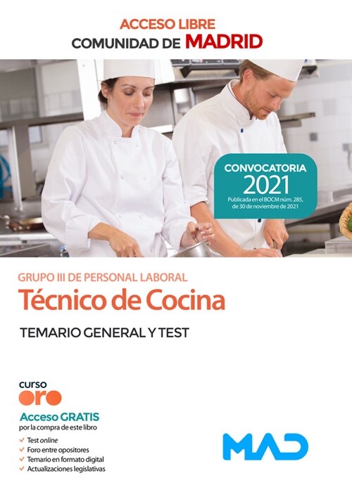 TECNICO DE COCINA DE LA COMUNIDAD DE MADRID (ACCESO LIBRE). TEMAR (Paperback)