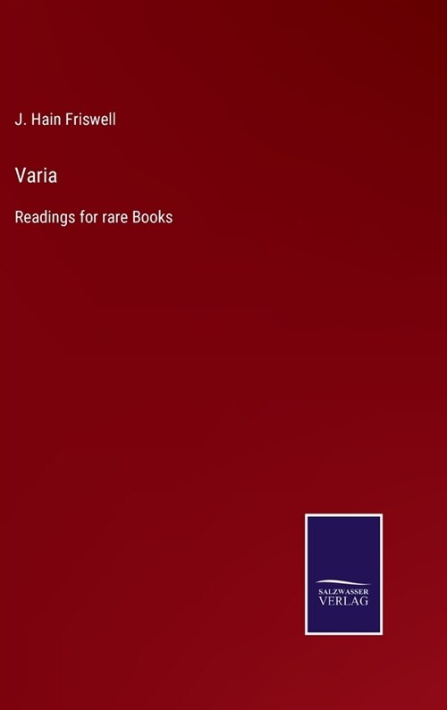 Varia: Readings for rare Books (Hardcover)