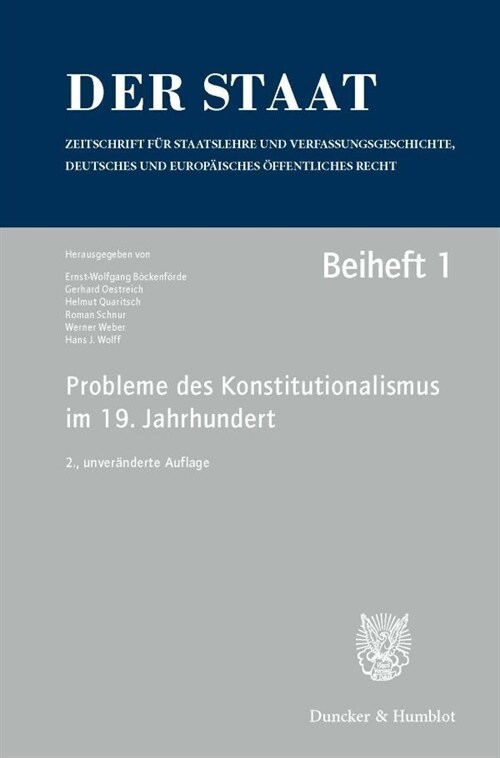 Probleme Des Konstitutionalismus Im 19. Jahrhundert (Paperback, 2, 2., Unverandert)
