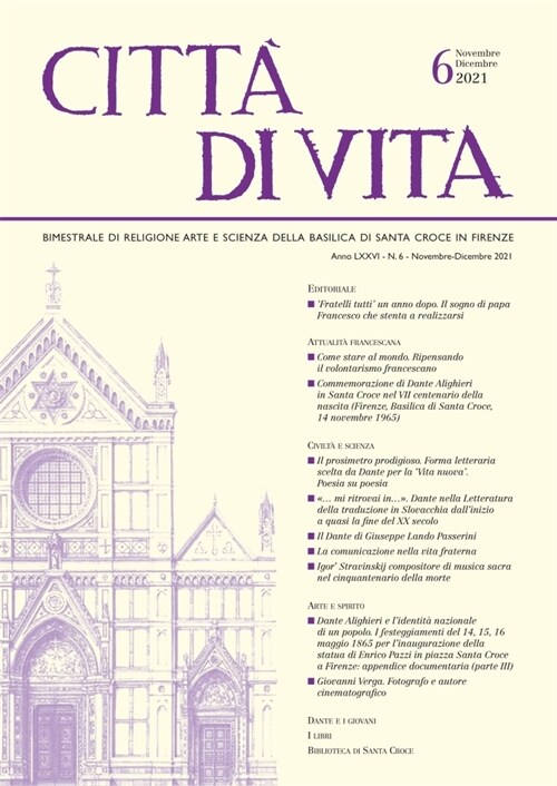 Citt?Di Vita - A. LXXVI, N. 6, Novembre-Dicembre 2021: Bimestrale Di Religione Arte E Scienza Della Basilica Di Santa Croce in Firenze (Paperback)