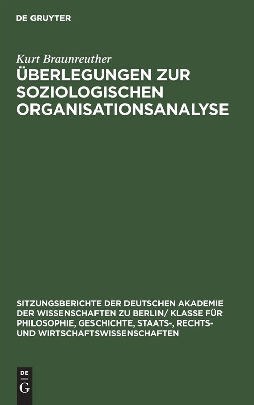 ?erlegungen zur soziologischen Organisationsanalyse (Hardcover, Reprint 2021)