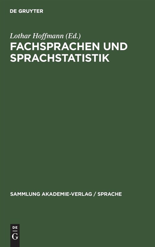 Fachsprachen Und Sprachstatistik: Beitr?e Zur Angewandten Sprachwissenschaft (Hardcover, Reprint 2021)