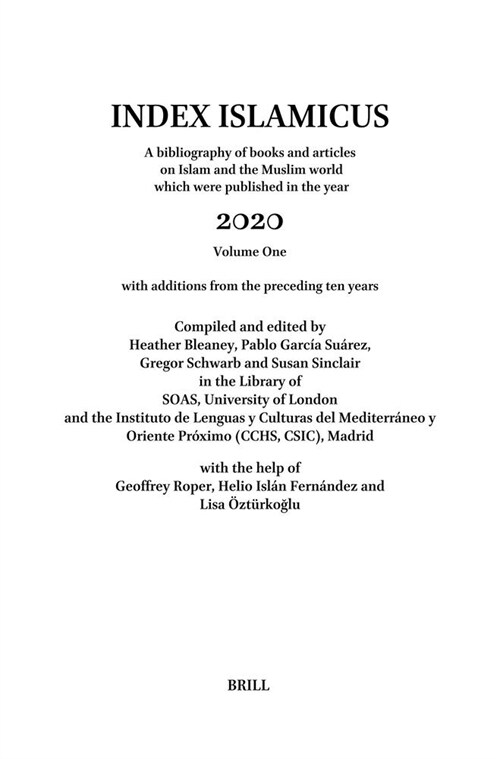 Index Islamicus Volume 2020 Volume 1 (Hardcover)