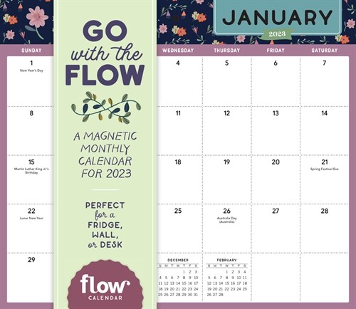 Go with the Flow: A Magnetic Monthly Wall Calendar 2023: Perfect for a Fridge, Wall, or Desk (Wall)