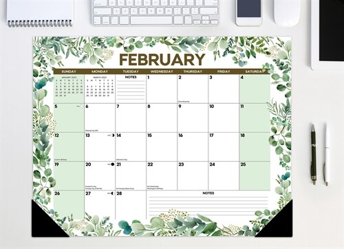 Eucalyptus & Succulents 2023 22 X 17 Large Monthly Deskpad (Desk)