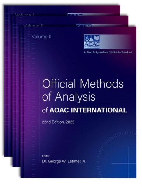 Official Methods of Analysis of Aoac International: 3-Volume Set (Hardcover, 22)