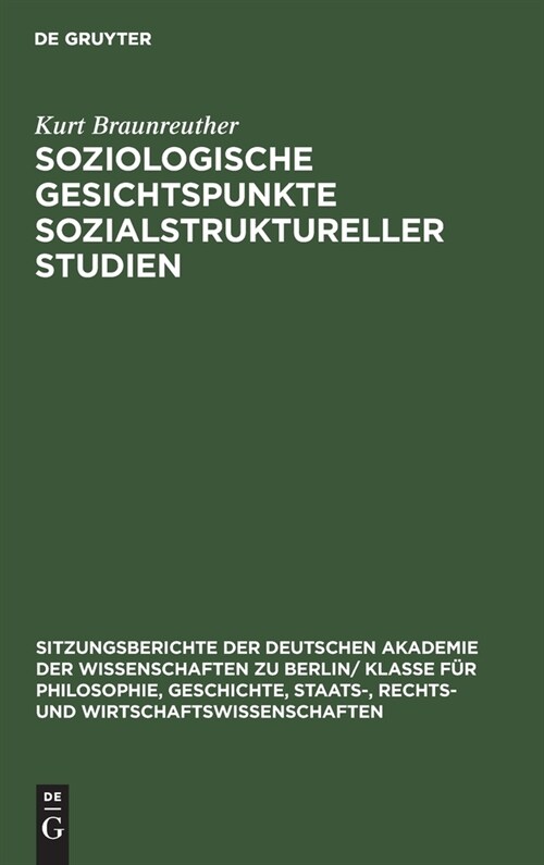 Soziologische Gesichtspunkte Sozialstruktureller Studien: Eine Er?terung Im Hinblick Auf Die Empirische Und Theoretische Erfassung Sozialstrukturelle (Hardcover, Reprint 2021)