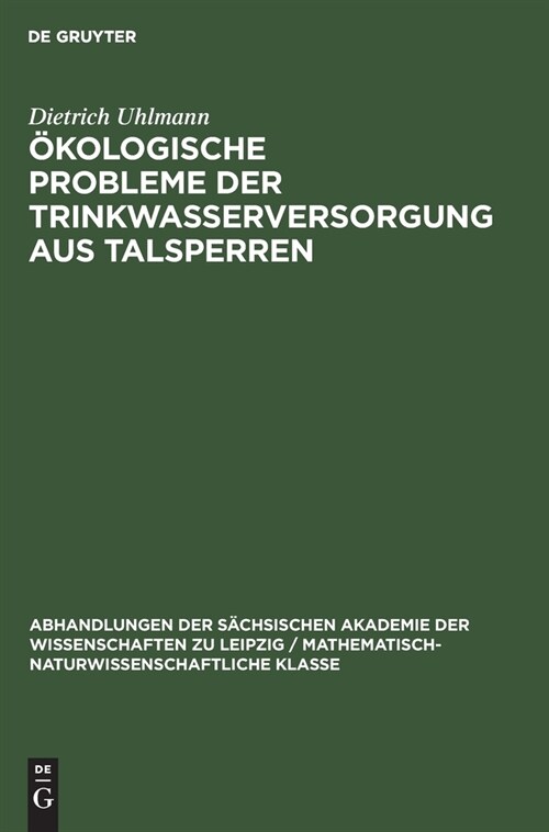 ?ologische Probleme der Trinkwasserversorgung aus Talsperren (Hardcover, Reprint 2021)